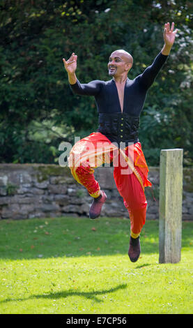 Akademi South Asian Dance performing outside Kendal Parish Church during the 2014 Kendal Mintfest Stock Photo