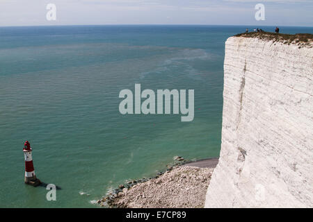 Chalk cliff by Beachy Head lighthouse Stock Photo