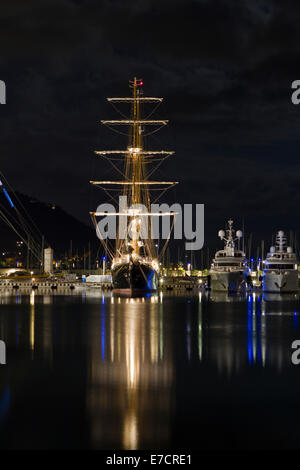 Imperia, Italy. 14th September 2014. A view of Imperia harbor during Vele d'Epoca, a vintage yachts competition held every two years in Imperia, Italy. Stock Photo