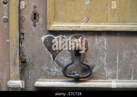 Heart patterns on door, St Antonin Noble Val, Tarn-et-Garonne, SW France May 2014 Stock Photo