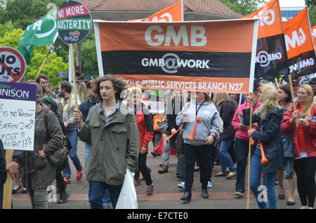 Protest against public sector cuts, Norwich July 2014 UK Stock Photo