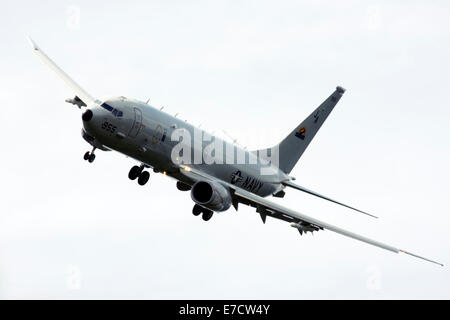 USA Navy Boeing P-8A Poseidon military aircraft at Farnborough International Airshow 2014 Stock Photo