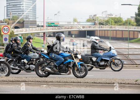 Ace Cafe, North London, UK, 14th September, 2014. Bikers riding out to Brighton from the Ace Cafe in London Credit:  Fantastic Rabbit/Alamy Live News Stock Photo