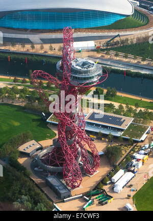 Arcelormittal Orbit sculpture at the Queen Elizabeth Olympic park designed by Sir Anish Kapoor and Cecil Belmond.Tallest sculptu Stock Photo