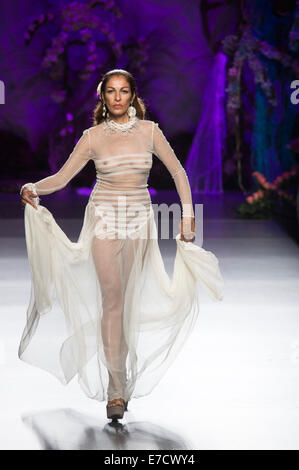 Models pose at the Francis Montesinos Fashion Show during the Fashion Week Madrid, Summer/Spring 2015 in Madrid on 12 September 2015. Stock Photo