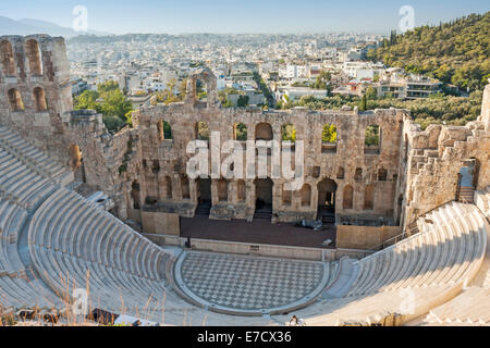 The Odeon of Herodes Atticus, a stone theatre structure in the Acropolis of Athens in Athens, Greece. Stock Photo