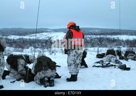 Finnish Defence Forces exercise in Pahkajärvi, Finland Stock Photo