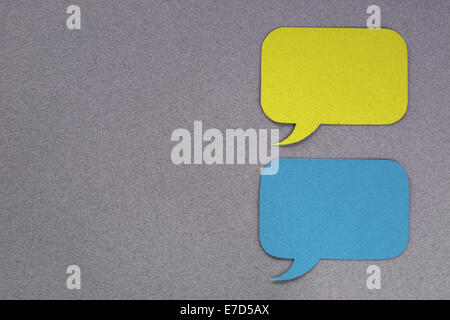 Paper dialog boxes on gray background with blank empty copy space Stock Photo