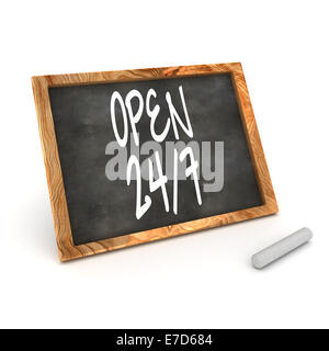 A Colourful 3d Rendered Illustration of a Blackboard Showing Open 24/7 Stock Photo