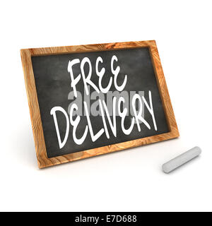 A Colourful 3d Rendered Illustration of a Blackboard Showing Free Delivery Stock Photo