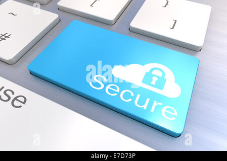 A Colourful 3d Rendered Illustration showing a Cloud Secure Concept on a Computer Keyboard Stock Photo