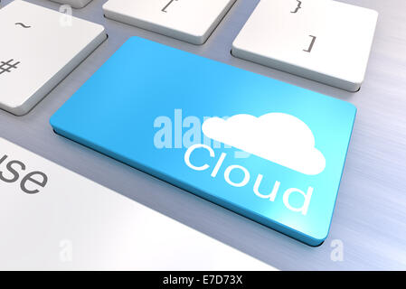 A Colourful 3d Rendered Illustration showing a Cloud Concept on a Computer Keyboard Stock Photo