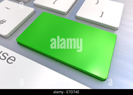 A Colourful 3d Rendered Illustration showing a Blank Green Keyboard concept on a Computer Keyboard Stock Photo