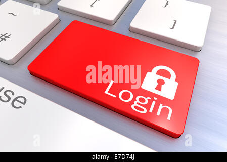 A Colourful 3d Rendered Illustration showing a Login Concept Keyboard Stock Photo