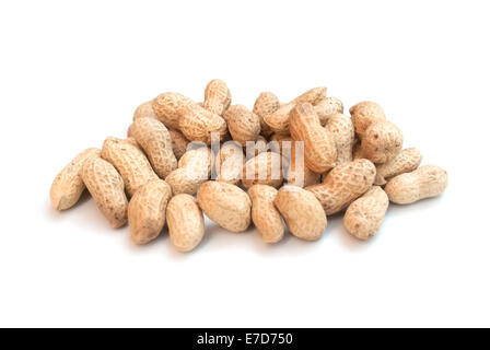 Monkey nuts, peanuts or groundnuts in shells, isolated on a white background Stock Photo