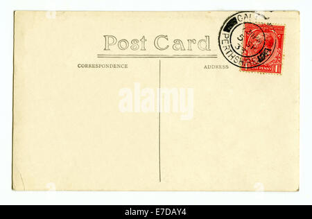 A vintage postcard over a plain white background. Stock Photo