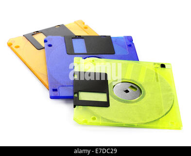 Floppy disks on a white background, close-up Stock Photo