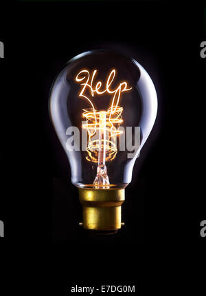 Self Help concept in a filament lightbulb. Stock Photo