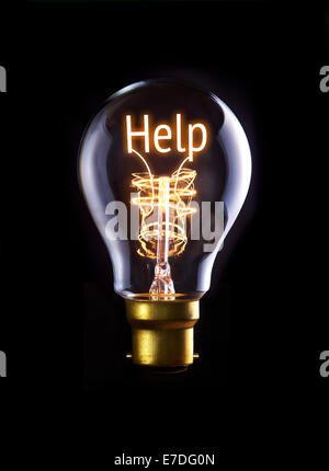 Self Help concept in a filament lightbulb. Stock Photo