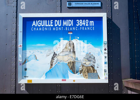 CHAMONIX, FRANCE - SEPTEMBER 02: Aiguille du Midi complex illustration. At 3842 meters, the complex offers close views of the Mo Stock Photo
