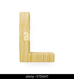 Wood alphabet letter symbol - L. Isolated on white background Stock Photo