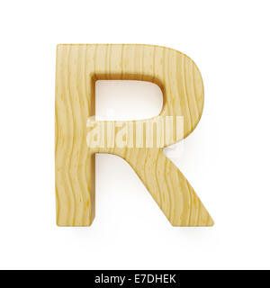 Wood alphabet letter symbol - R. Isolated on white background Stock Photo