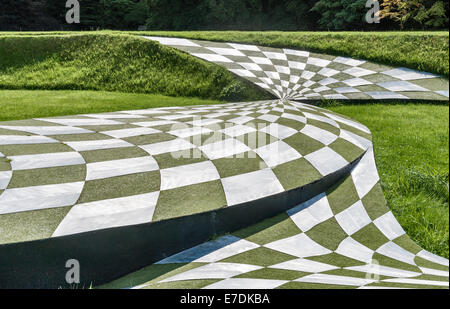 The Garden of Cosmic Speculation, Dumfries, Scotland, Charles Jencks and Maggie Keswick. The Black Hole Terrace Stock Photo