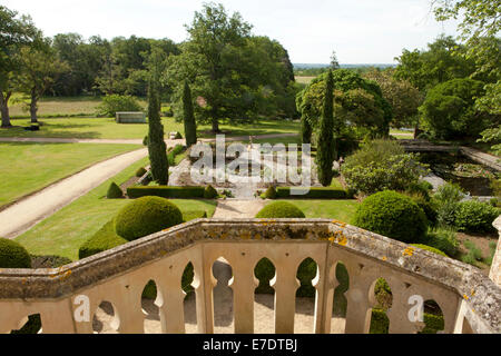 Balcony to garden, Chateau le Pin, Anjou, Loire Valley, France Stock Photo