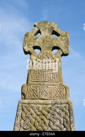 The 11c Carew Cross at Carew Castle, Pembrokeshire. A superb Celtic cross 4m high in memory of King Maredudd ap Edwin, died 1035 Stock Photo