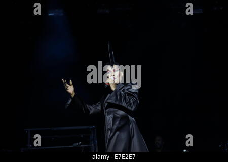 Grace Jones performs at the On Blackheath Festival in London to thousands of people. Stock Photo