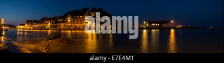 Panoramic of Looe Harbour Stock Photo