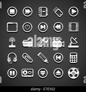 Flat metallic universal icons Stock Photo