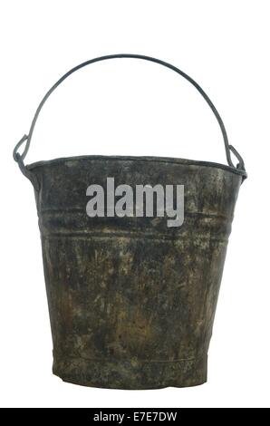 old metal pail on white background Stock Photo