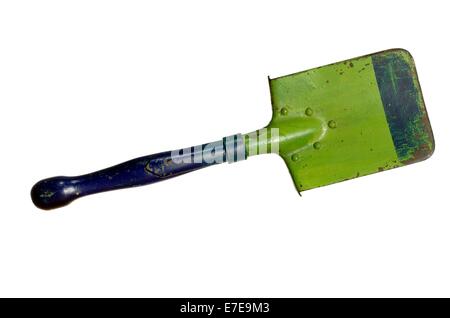 old sapper spade on white background Stock Photo