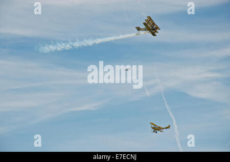 World War 1 aeroplanes re-enact air warfare Stock Photo