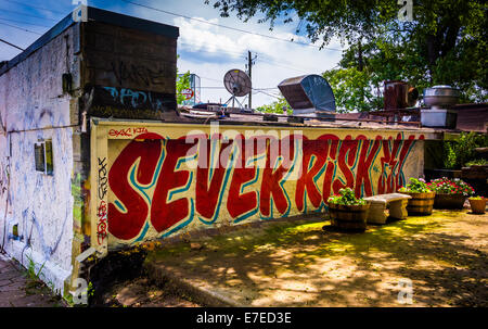 Graffiti on a wall in Little Five Points, Atlanta, Georgia. Stock Photo