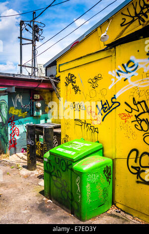 Graffiti tags on the wall of a buildings in Little Five Points, Atlanta, Georgia. Stock Photo