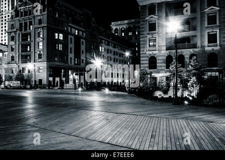 Colorful buildings along the boardwalk at night in Atlantic City, New Jersey. Stock Photo
