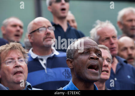 Adults choir, made from choirs from all over the region, perform at The Scoop. Totally Thames Festival, London, UK. Stock Photo