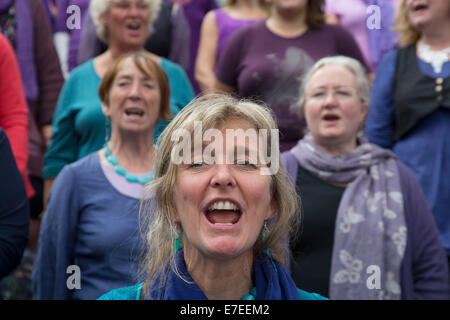 Adults choir, made from choirs from all over the region, perform at The Scoop. Totally Thames Festival, London, UK. Stock Photo