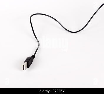 Black USB Cable Plug isolated on White Background Stock Photo