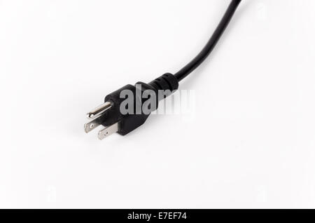 American black electric plug isolated on white background Stock Photo