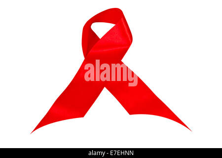 Shiny Twisted Red Ribbon Symbolizing Aids Awareness Stock Photo