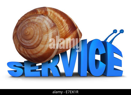 Service Problem concept as three dimensional text shaped as a snail with a shell as a symbol for poor slow customer care and lac Stock Photo