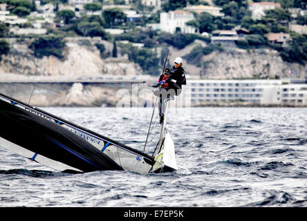 The 2013 Seiko 49er and 49erFX World Championships, 150 skiffs - 28 nations  Two World Championship Titles, Marseille, France. Stock Photo