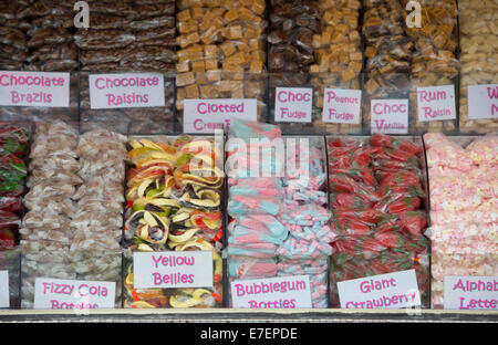 A selection of sweets for sale in a sweet shop. Stock Photo