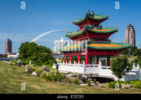 the chinese cultural center of america pagoda and downtown skyline