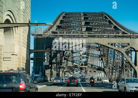 Traffic crossing the iconic Sydney Harbour Bridge. Stock Photo