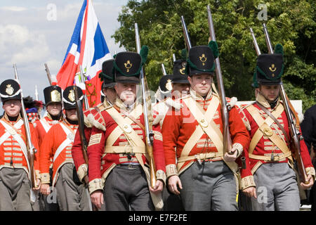 Reenactment: British Redcoats of 33rd Regiment of Foot, infantry ...