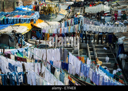 Mahalaxmi Dhobi Ghat, laundry district of Mumbai, Maharashtra, India Stock Photo